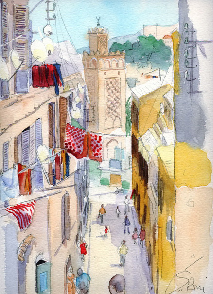 Oran, rue de l'Indépendance (aquarelle)