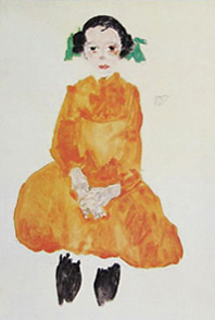 Demoiselle en robe jaune d'Egon Schiele