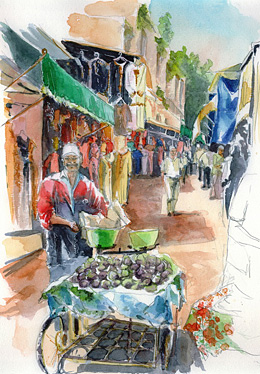 Le marchand de figues (aquarelle)